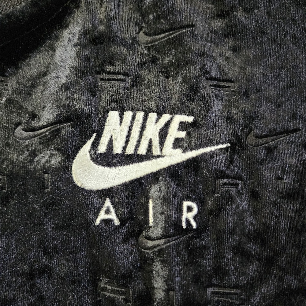 Nike Velvet Black‎ Full Zip Cropped Jacket all Over Swoosh Women's/Teen L READ
